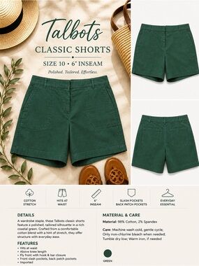 Talbots Cotton/Spandex Short size 10 Green